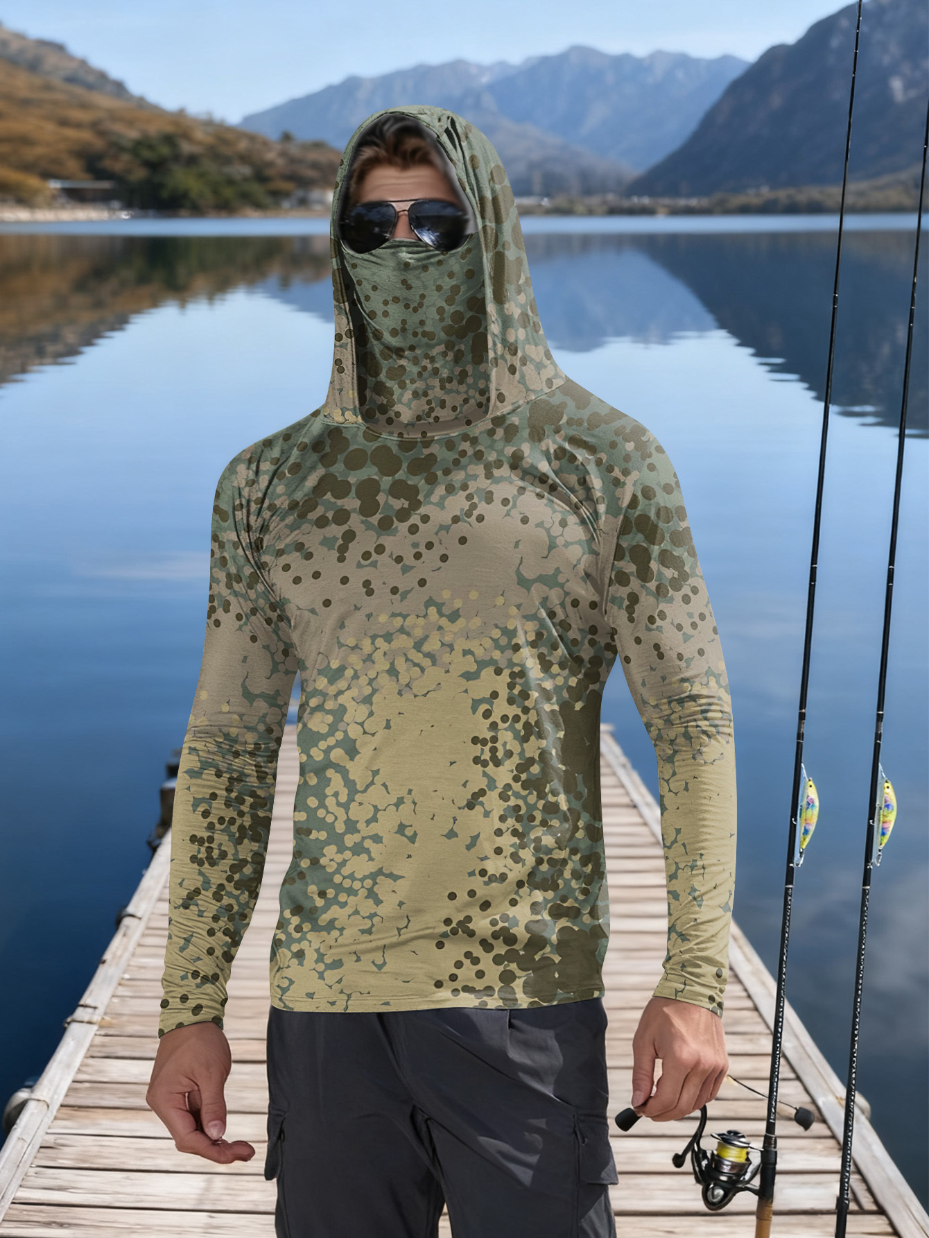 Fishing Hoodie - Men's Fishing Hooded Long-Sleeved Camouflage Sunscreen