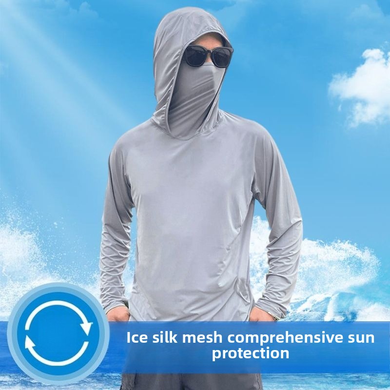 Fishing Hoodie - Summer Men's Hooded Sunscreen Clothing Long