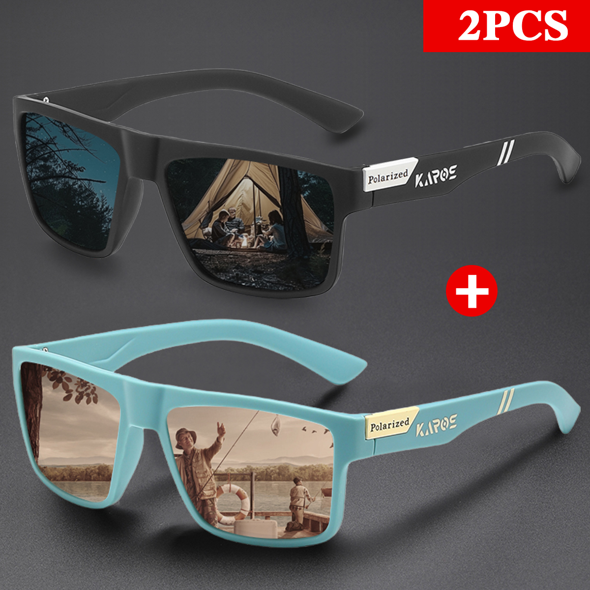 KAROS 2PCS Retro Square Polari – Fishing Sunglasses Polarized recenzja i cena
