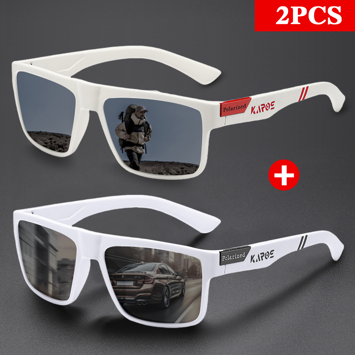 KAROS 2PCS Retro Square Polari – Fishing Sunglasses Polarized recenzja i cena