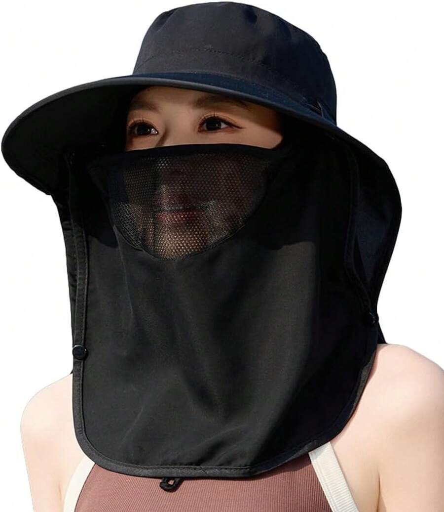 Women Wide Brim Sun Hat With F – Fishing Mask Sun Protection recenzja i cena