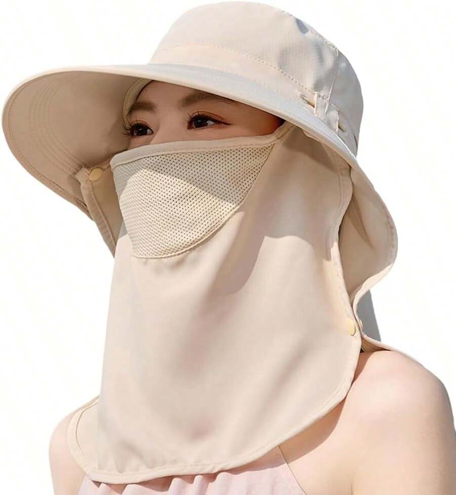 Women Wide Brim Sun Hat With F – Fishing Mask Sun Protection recenzja i cena