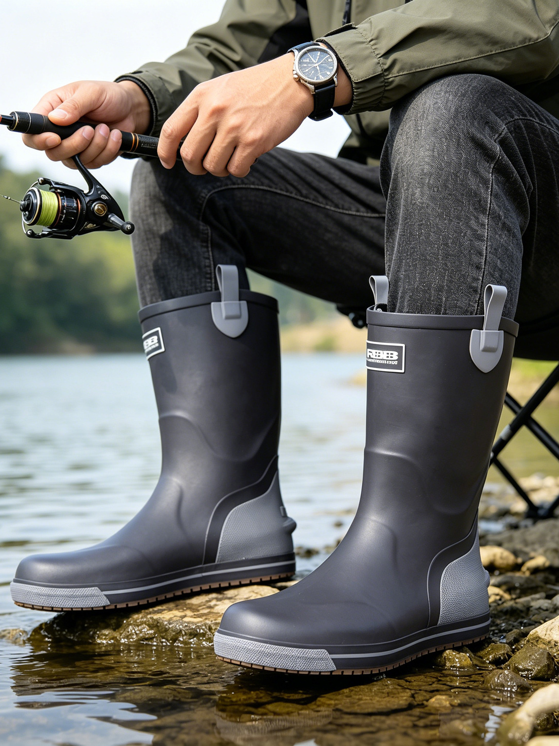 Men's Mid-High Rubber Rain Boo – Fishing Boots recenzja i cena