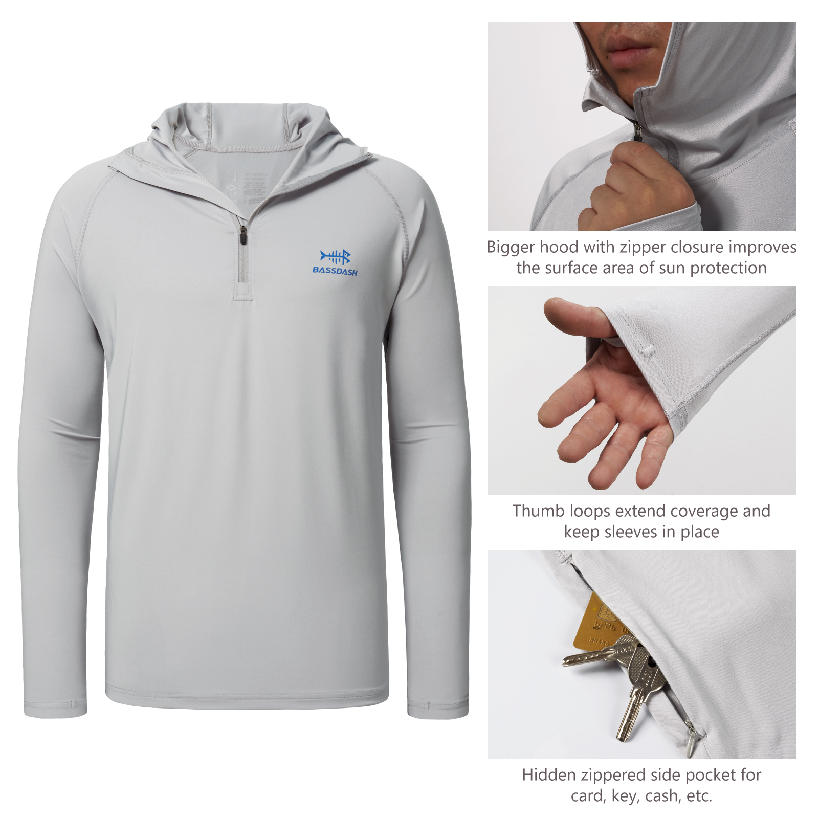 Bassdash Men’s UPF 50+ 1/4 Zip – Fishing Shirt Uv Protection recenzja i cena